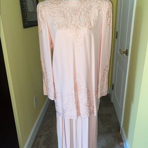 Formal peach two piece top and skirt